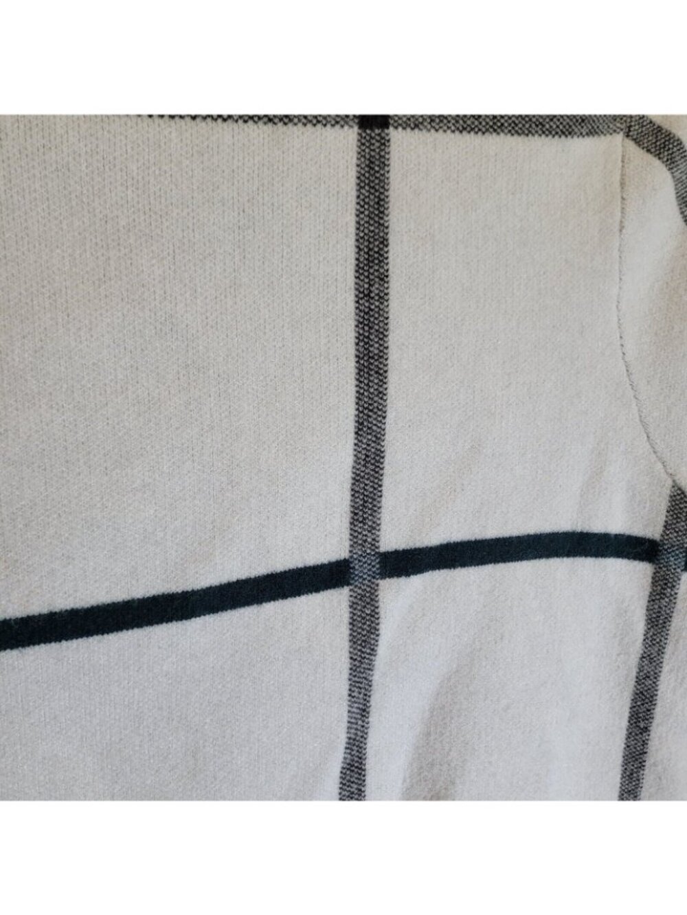 Tahari Mock Neck Sweater Womens L White Window Pane Long Sleeve Pullover - Picture 3 of 7